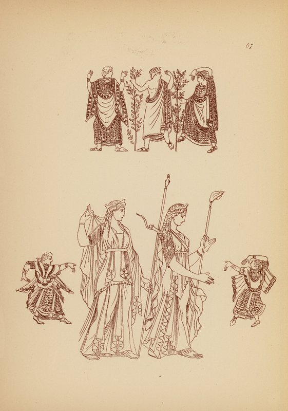 Starověký řecký ženský kostým (litografie) od John Moyr Smith