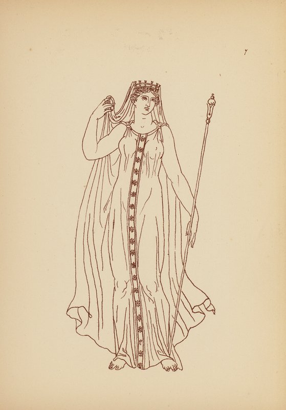 Starověký řecký ženský kostým (litografie) od John Moyr Smith