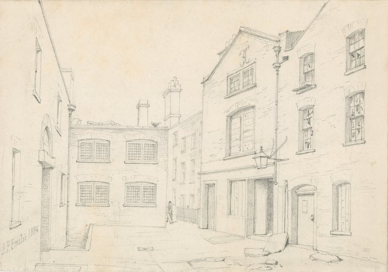 White Hart Court, Castle Street, St Martin in the Fields. Zbořen s budovou Charing Cross Road od John Phillipp Emslie