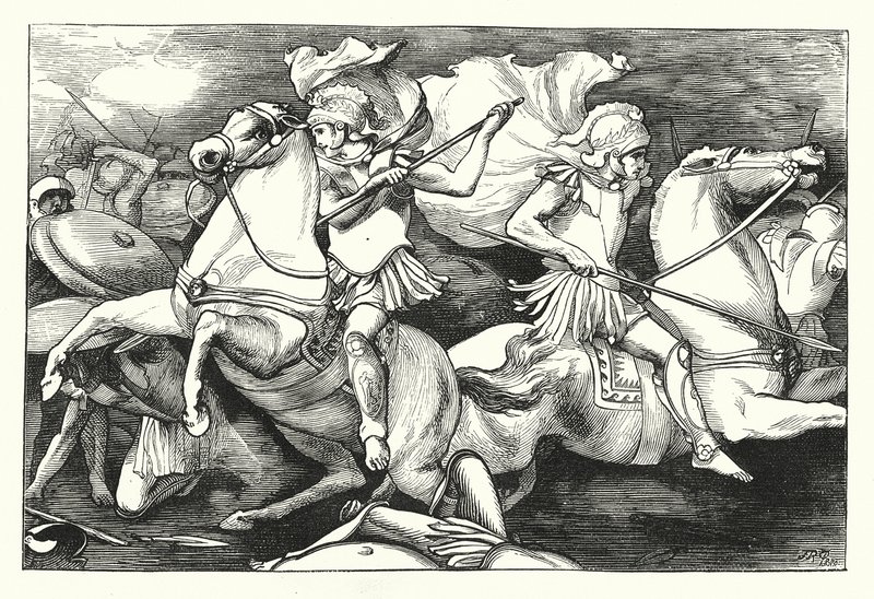 Velcí bratři-dvojčata (rytina) od John Reinhard Weguelin