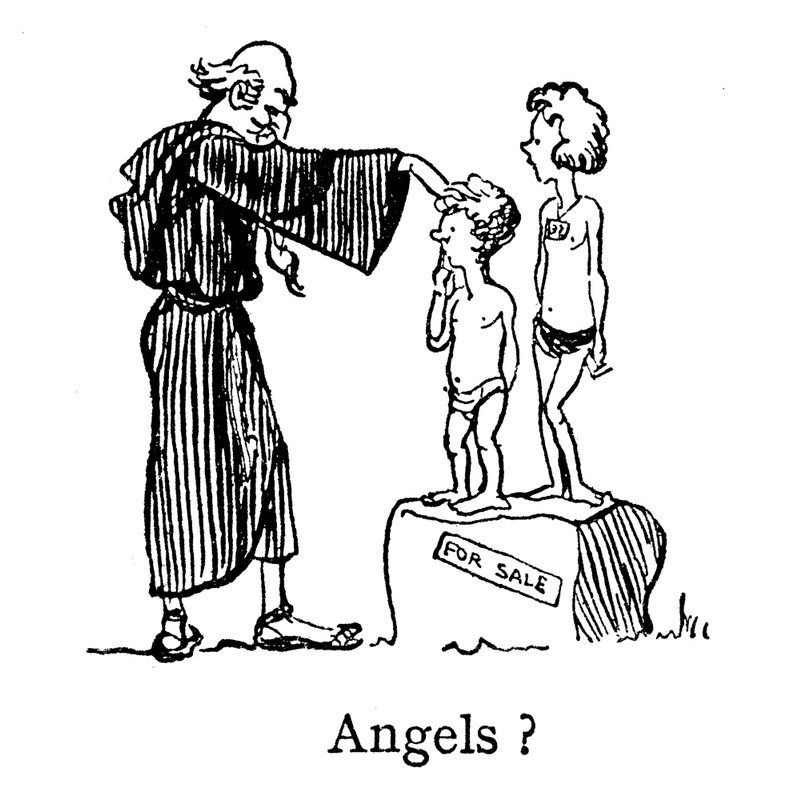 Andělé, papež Gregory, Non Angli, Sed Angeli (ne andělé, ale anglikáni) (litografie) od John Reynolds