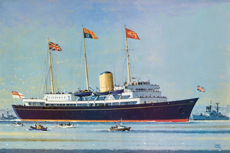 Britannia, plovoucí domov královny Alžběty II. a prince Philipa (barevná litografie) od John S. Smith