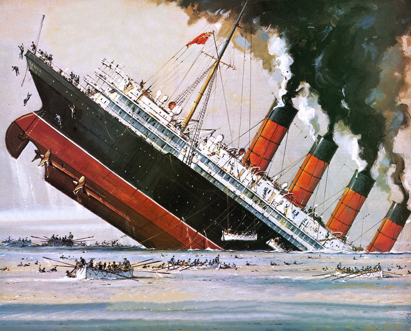 Potopení lodi Lusitania v květnu 1915 (litografie) od John S. Smith