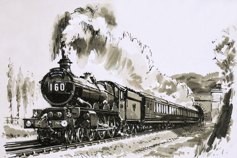Slavné parní lokomotivy třídy 4-6-0 "Castle", které používá společnost Great Western od John S. Smith