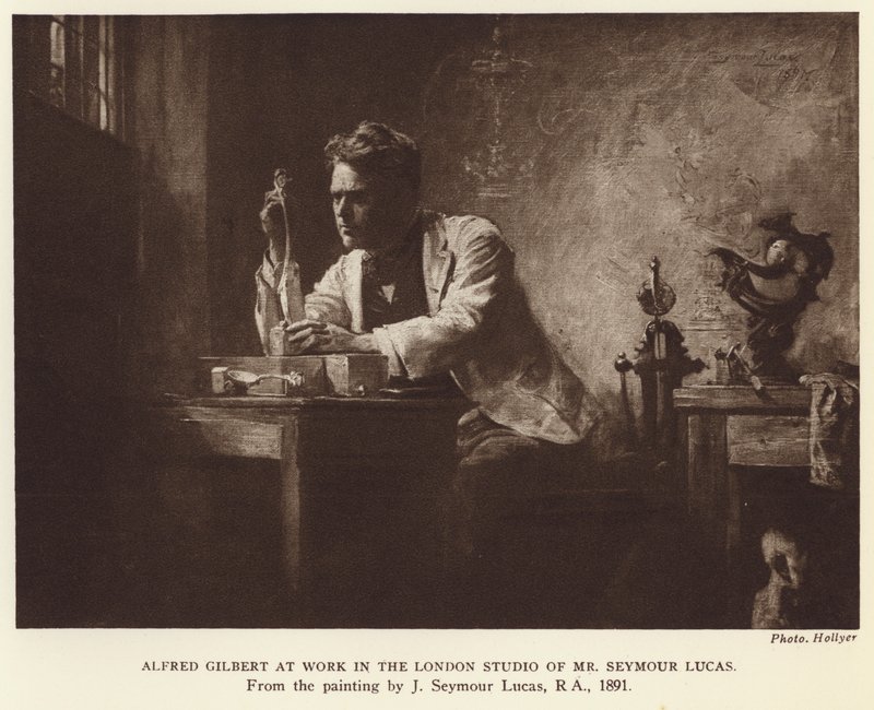 Alfred Gilbert , anglický sochař (hlubotisk) od John Seymour (after) Lucas