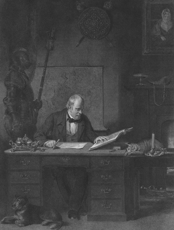 Sir Walter Scott ve své pracovně, Castle Street, Edinburgh od John Watson Gordon