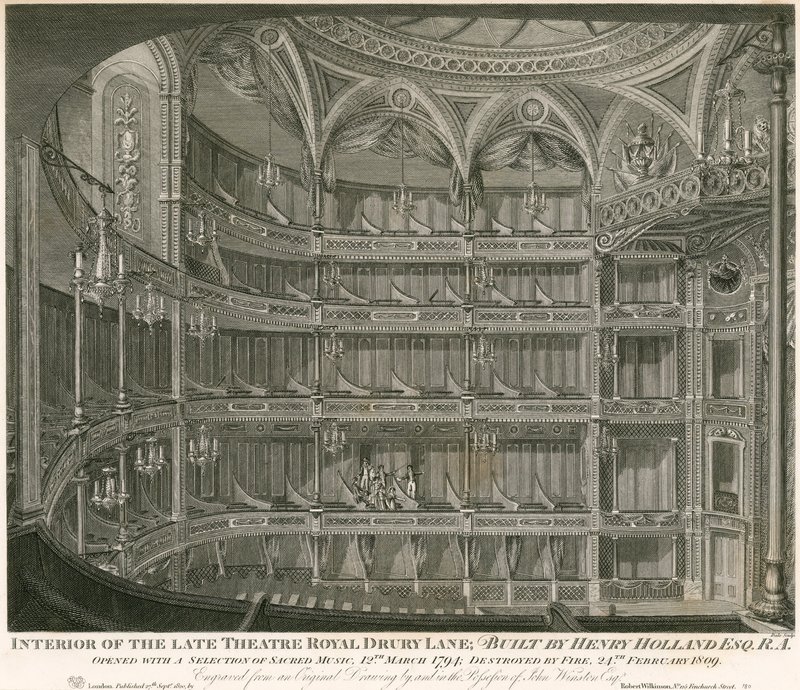 Interiér pozdního divadla Royal, Drury Lane, Londýn od John Winston