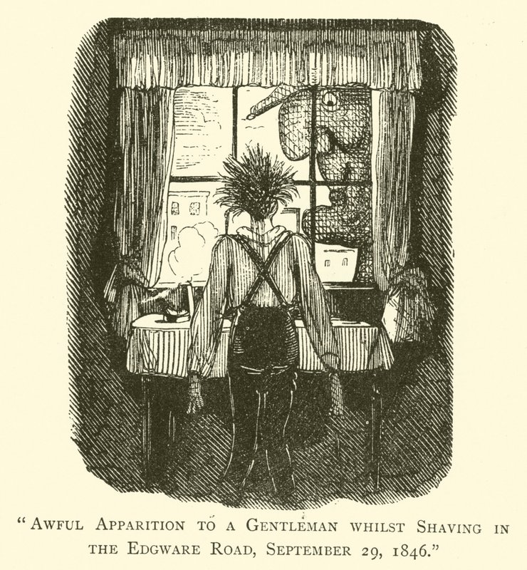 Hrozné zjevení pánovi při holení na Edgware Road, 29. září 1846 od John after Leech