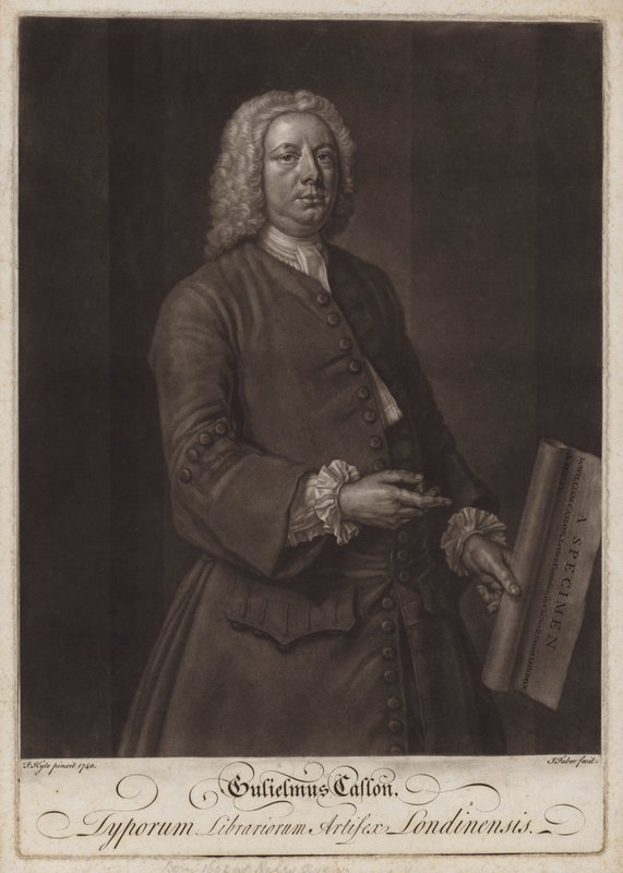William Caslon , anglický typograf (mezzotinta) od John the younger Faber