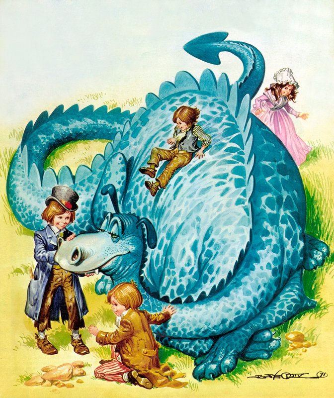 Něžný drak (barevná litografie) od Jose Ortiz