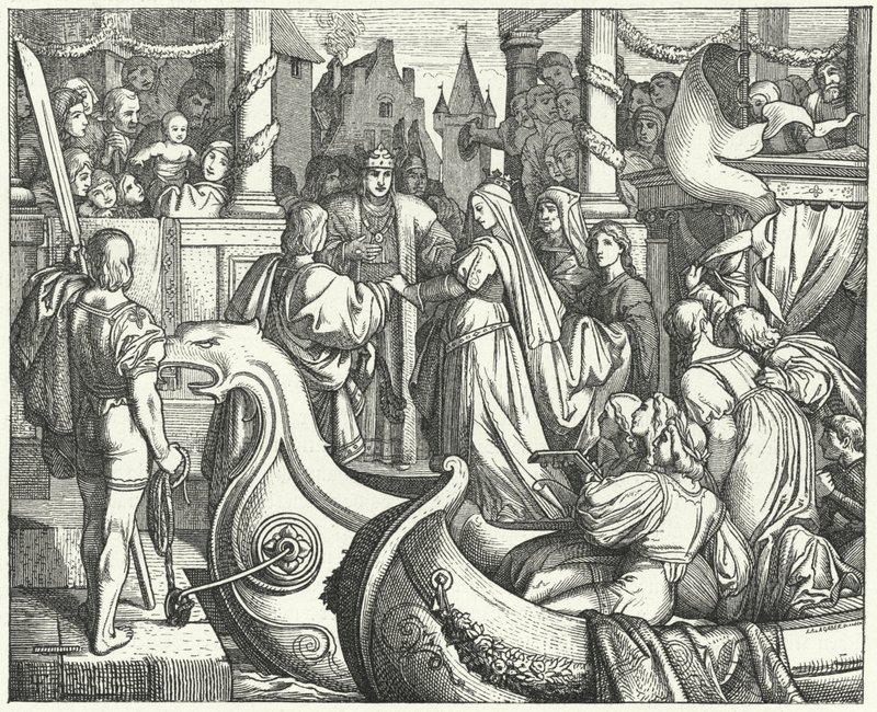 Císař Svaté říše římské Fridrich II. vítá svou nevěstu Isabelu Anglickou od Josef Mathias (after) Trenkwald