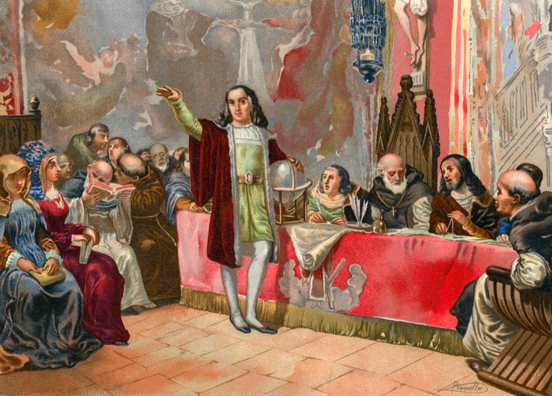 Kolumbus před Juntou ze Salamance od Josep or Jose Planella Coromina
