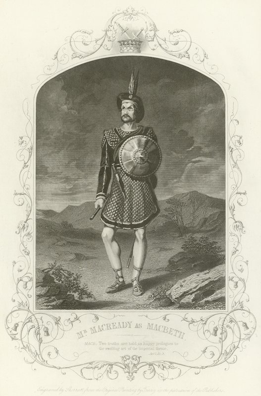 Pan Macready jako Macbeth, dějství I, scéna iii od Joseph Kenny Meadows
