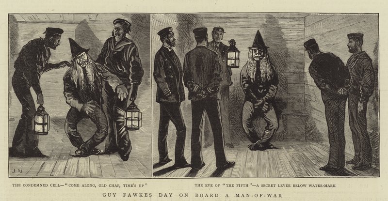 Den Guye Fawkese na palubě válečného plavidla od Joseph Nash