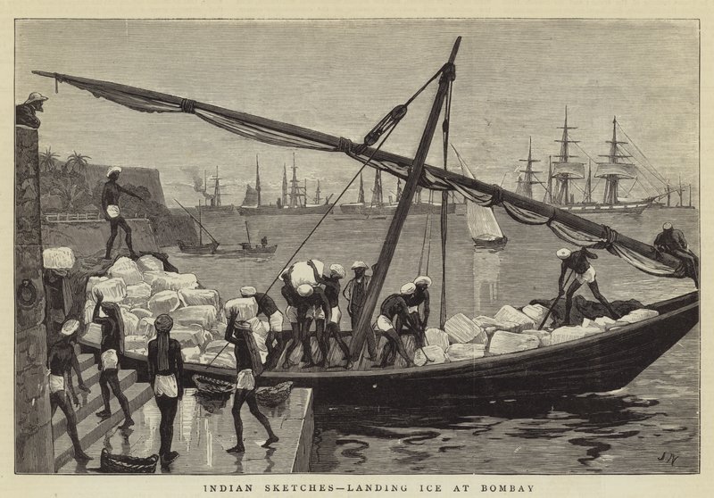 Indian Sketches, přistání Ice v Bombaji od Joseph Nash