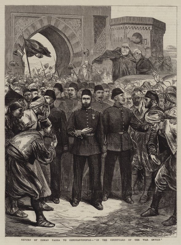 Návrat Osmana Paši do Konstantinopole, na nádvoří úřadu války od Joseph Nash
