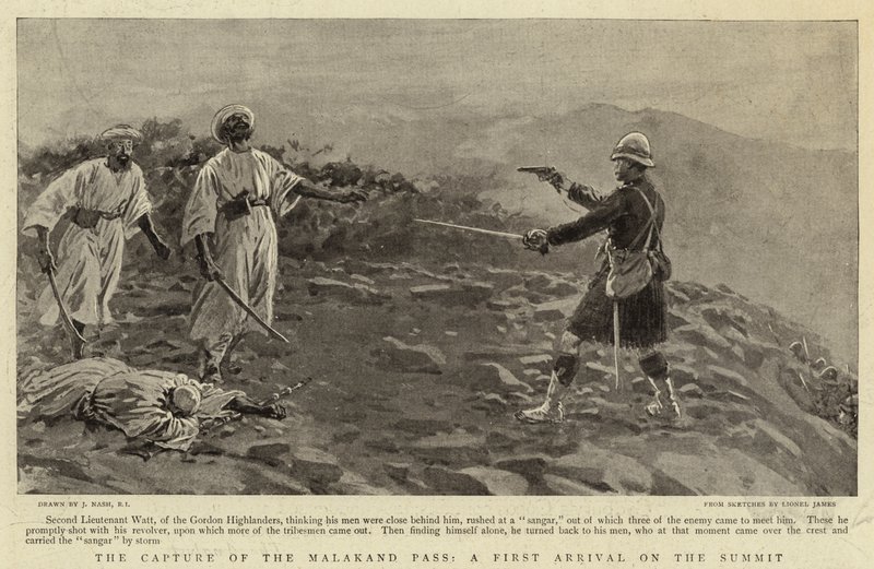 Dobytí průsmyku Malakand, první příjezd na vrchol od Joseph Nash