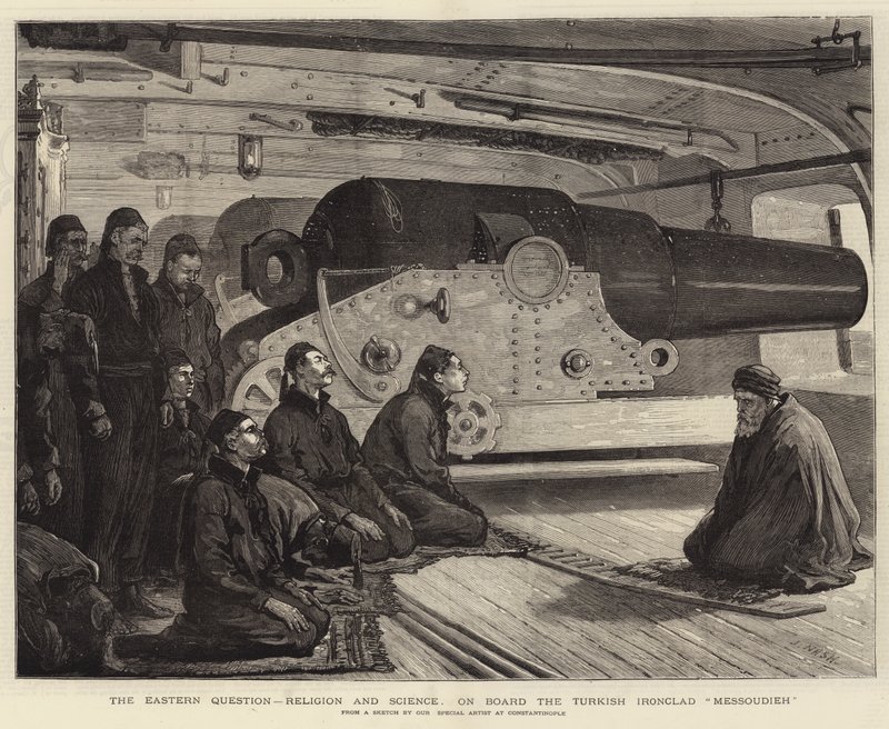 Východní otázka, náboženství a věda na palubě tureckého Ironclad Messoudieh od Joseph Nash