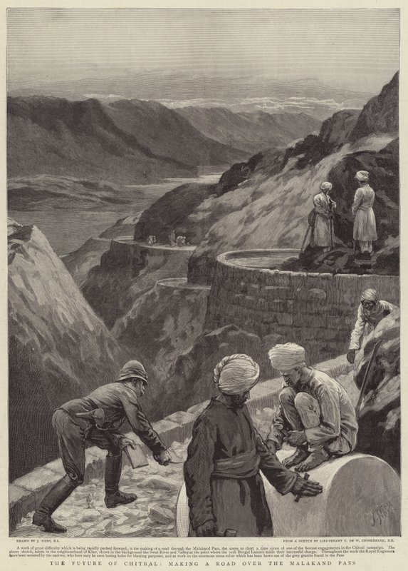 Budoucnost Chitralu, cesta přes průsmyk Malakand od Joseph Nash