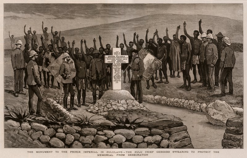 Památník císařského prince v Zululandu, zuluský náčelník Geboodo přísahá, že bude památník chránit před znesvěcením od Joseph Nash