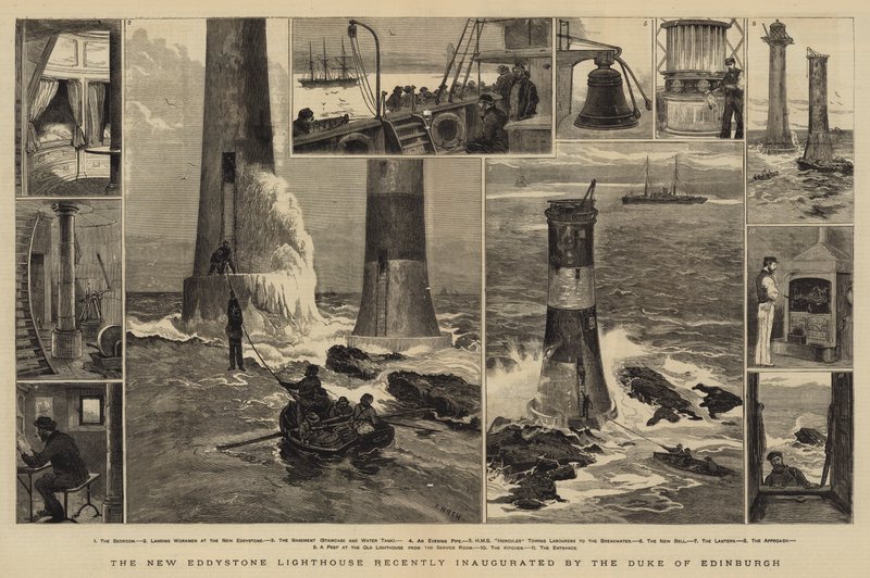 New Eddystone Lighthouse nedávno slavnostně otevřen vévodou z Edinburghu od Joseph Nash