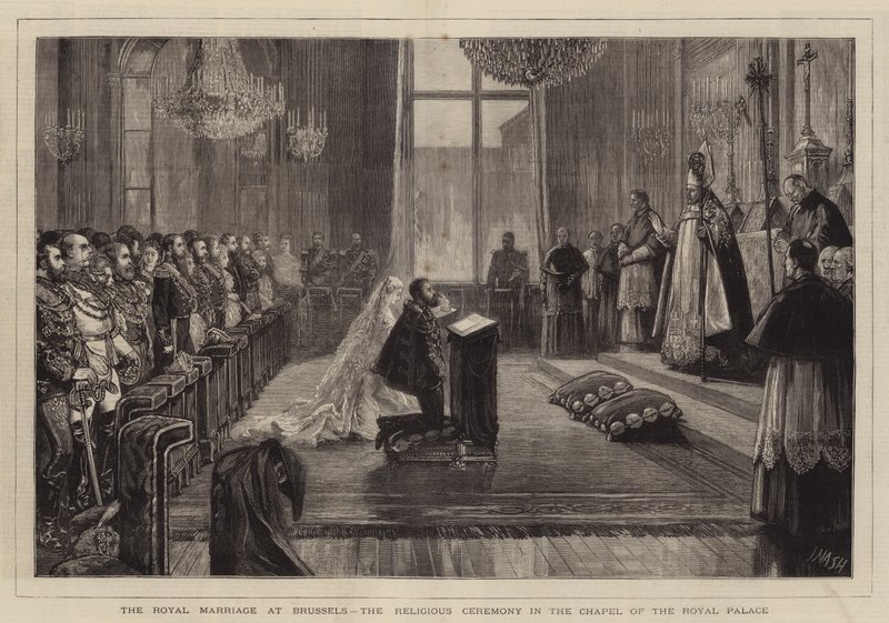 Královský sňatek v Bruselu, náboženský obřad v kapli královského paláce od Joseph Nash