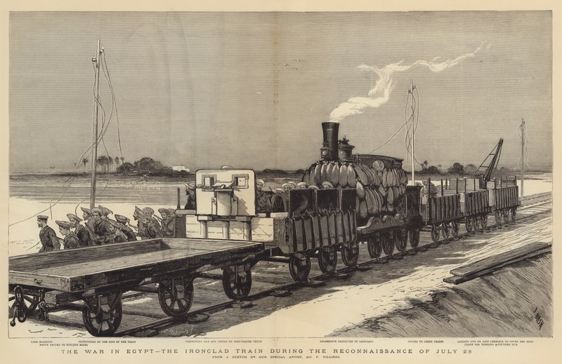 Válka v Egyptě, Ironclad Train během průzkumu 28. července od Joseph Nash