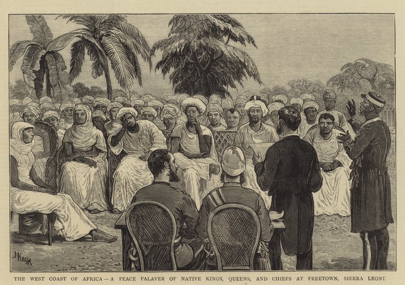 Západní pobřeží Afriky, Palác míru domorodých králů, královen a náčelníků ve Freetownu, Sierra Leone od Joseph Nash
