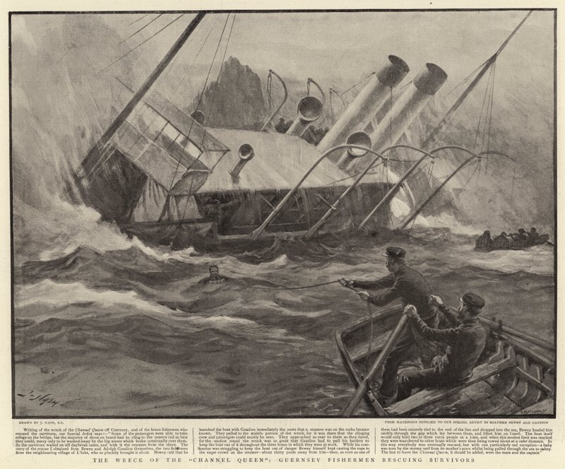 The Wreck of the Channel Queen, Guernsey Fishermen zachraňující přeživší od Joseph Nash
