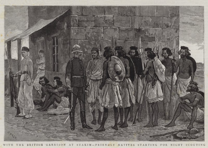 S britskou posádkou v Suakimu, Friendly Natives začínají pro noční průzkum od Joseph Nash