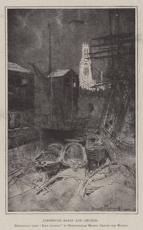 Limehouse pánev a kostel od Joseph Pennell