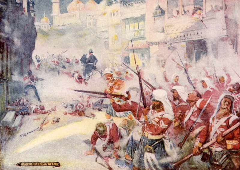 Britští vojáci byli viděni, jak si probíjejí cestu ulicemi od Joseph Ratcliffe Skelton