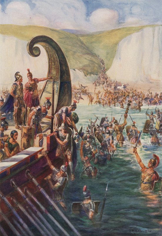 Vylodění Římanů v Británii, 54 př.nl od Joseph Ratcliffe Skelton