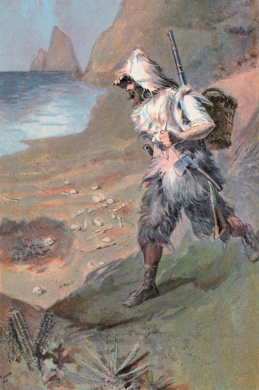 Robinson Crusoe: Jsem plný hrůzy (barevné lito) od Joseph (after) Finnemore