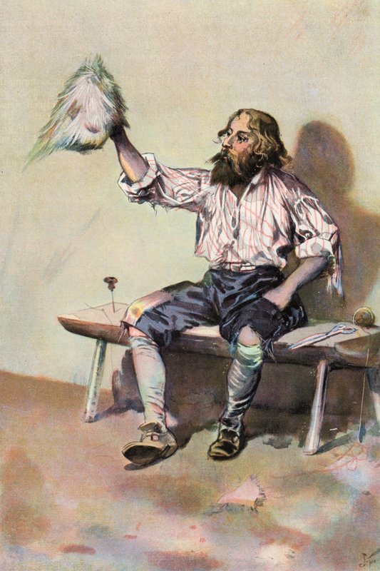 Robinson Crusoe: Dělám si čepici (barva litho) od Joseph (after) Finnemore