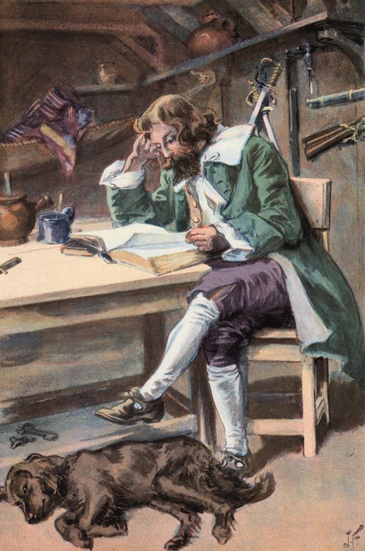 Robinson Crusoe: Četl jsem svou Bibli (barevně lito) od Joseph (after) Finnemore