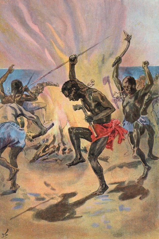Robinson Crusoe: Vidím divochy tančit (barva litho) od Joseph (after) Finnemore
