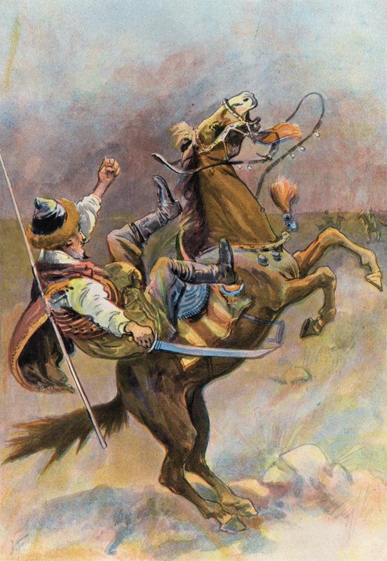 Robinson Crusoe: Kůň shodil zubní kámen a spadl na něj (barva litho) od Joseph (after) Finnemore