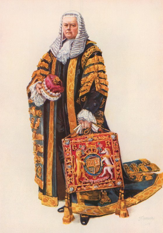 Lord kancléř ve svém korunovačním rouchu (barva lito) od Joseph (after) Finnemore