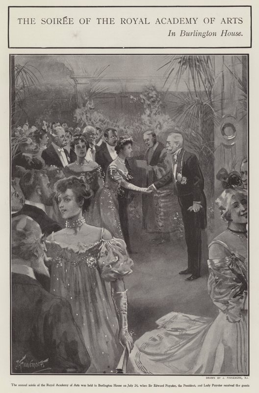 Slavnostní večírek Královské akademie umění v Burlington House, Londýn (litho) od Joseph (after) Finnemore