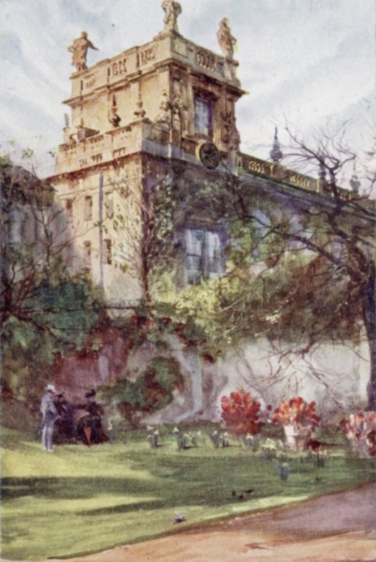 Kaple Trinity College, z Balliol Gardens (barevné lito) od Joseph (after) Finnemore