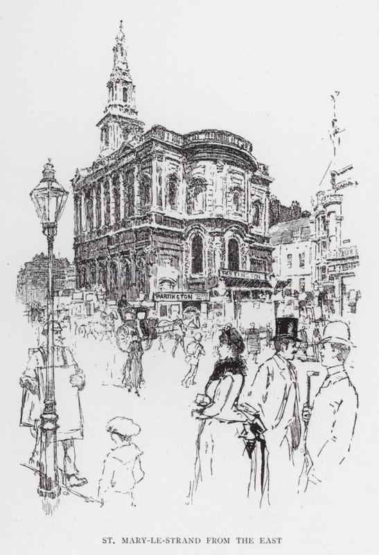 St Mary-le-Strand z východu (litho) od Joseph (after) Pennell