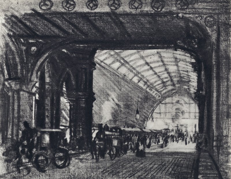 Stanice St Pancras (litho) od Joseph (after) Pennell
