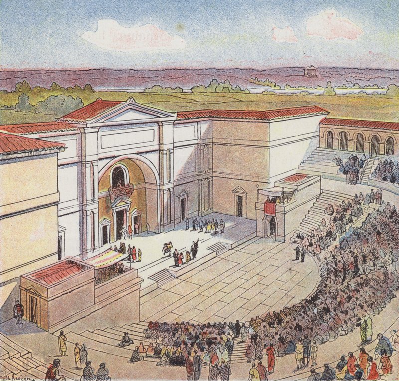 Amfiteátr postavený Římany v Autunu (barevné lito) od Joseph Beuzon