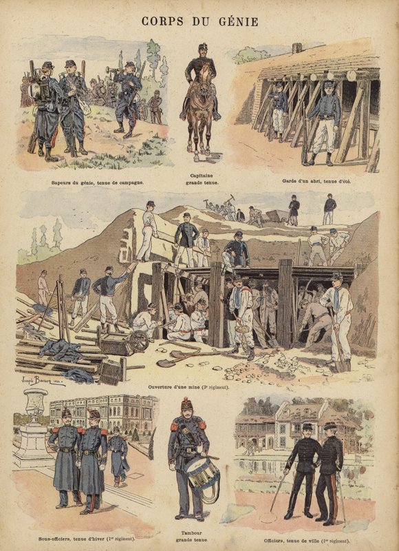 Vojenští inženýři francouzské armády (barva lito) od Joseph Charles (after) Beuzon