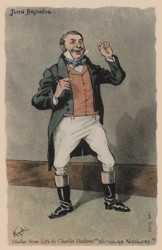 John Browdie, Nicholas Nickleby (barevné lito) od Joseph Clayton  Clarke