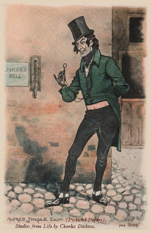 Alfred Jingle, Pickwick Papers (barevné lito) od Joseph Clayton  Clarke