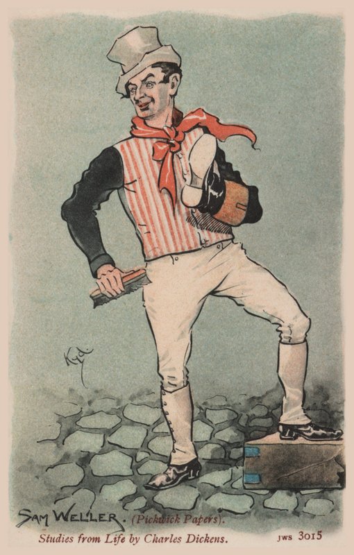Sam Weller, Pickwick Papers (barevné lito) od Joseph Clayton  Clarke