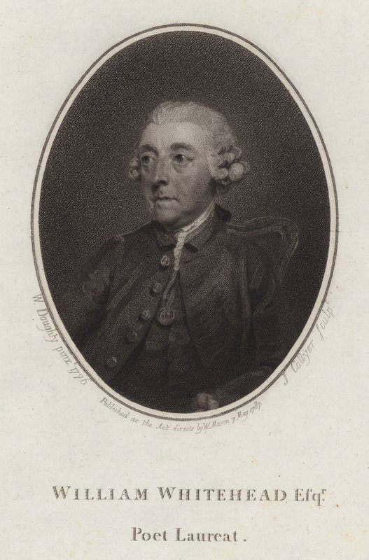 William Whitehead , anglický básník a dramatik (rytina) od Joseph Collyer