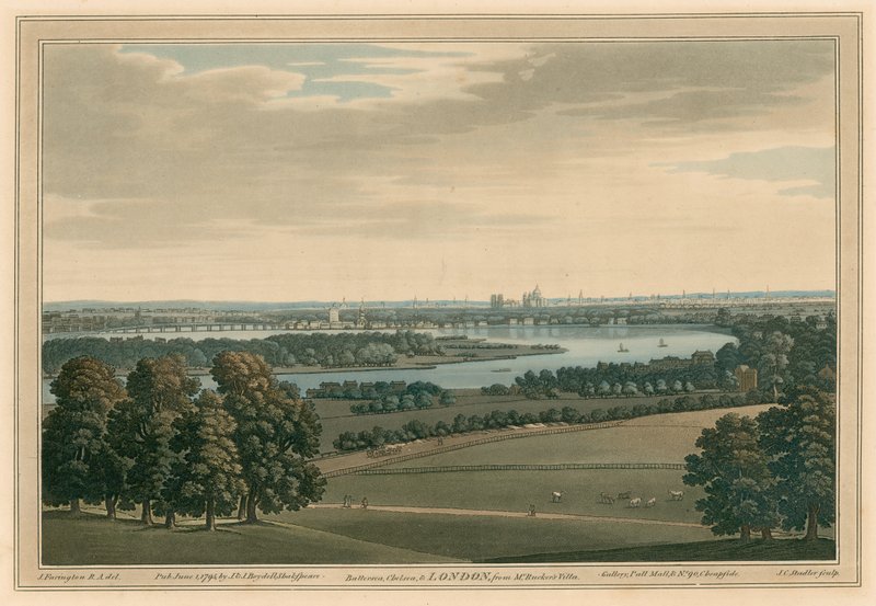 Battersea, Chelsea a Londýn, z vily pana Ruckera od Joseph Farington